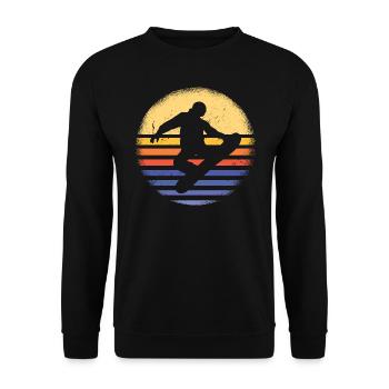 Sport Retro Sunset Snowboarding - Unisex Pullover - Schwarz - Vorne - Alina (178cm) & Michal (187cm)