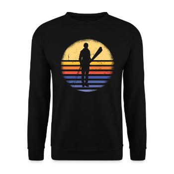 Sport Retro Sunset Skiing - Unisex Pullover - Schwarz - Vorne - Alina (178cm) & Michal (187cm)
