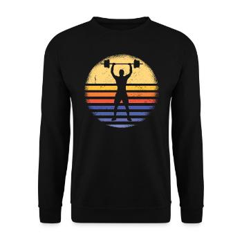 Sport Retro Sunset Weightlifting - Unisex Sweatshirt - black - Front - Alina (178cm) & Michal (187cm)