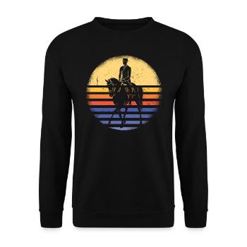 Sport Rétro Coucher de soleil Équestre - Sweat-shirt Unisexe - noir - Devant - Alina (178cm) & Michal (187cm)