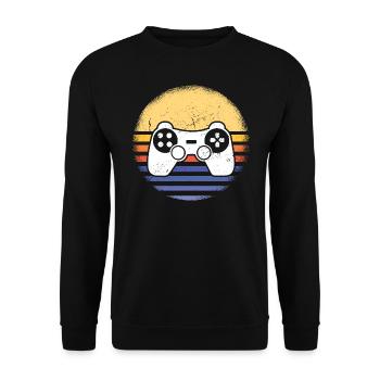 Gamer Retro Sunset Gaming - Unisex Pullover - Schwarz - Vorne - Alina (178cm) & Michal (187cm)