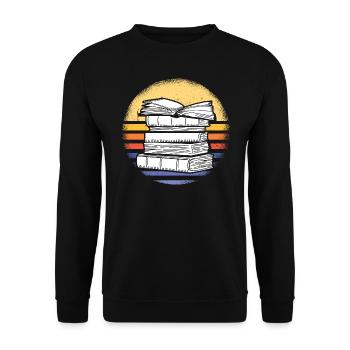 Reader Retro Sunset Reading - Unisex Sweatshirt - black - Front - Alina (178cm) & Michal (187cm)