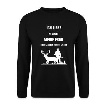 Hunting Saying I Love My Wife - Unisex Sweatshirt - black - Front - Alina (178cm) & Michal (187cm)