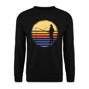 Fisher Retro Sunset Fishing - Unisex Sweatshirt - black - Front - Alina (178cm) & Michal (187cm)