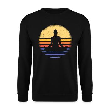 Yogi Retro Sunset Yoga - Unisex Pullover - Schwarz - Vorne - Alina (178cm) & Michal (187cm)