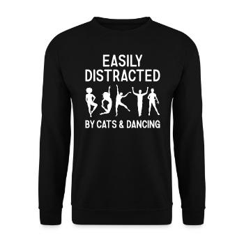 Dancer Easily Distracted By Cats And Dancing - Unisex Pullover - Schwarz - Vorne - Alina (178cm) & Michal (187cm)