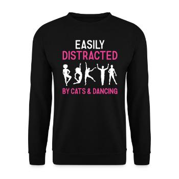 Dancer Easily Distracted By Cats And Dancing - Unisex Pullover - Schwarz - Vorne - Alina (178cm) & Michal (187cm)