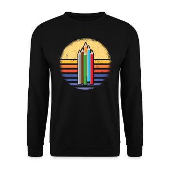 Drawer Retro Sunset Drawing - Unisex Pullover - Schwarz - Vorne - Alina (178cm) & Michal (187cm)