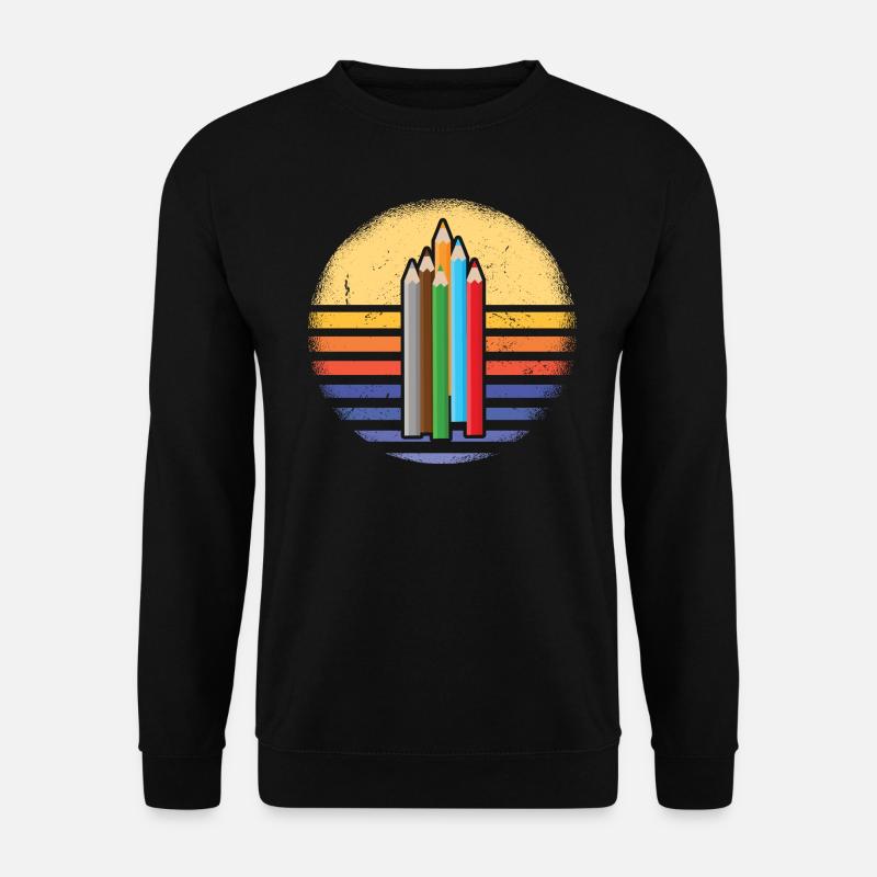 Drawer Retro Sunset Drawing - Unisex Pullover - Schwarz
