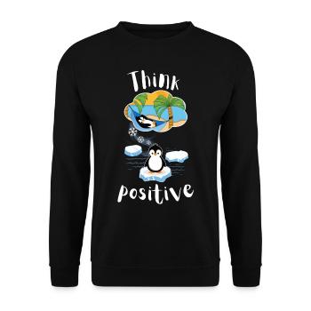 Think positive motivation relax penguin on the beach - Unisex Sweatshirt - black - Front - Alina (178cm) & Michal (187cm)