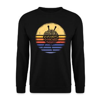 Crocheteur Retro Sunset Crochet - Sweat-shirt Unisexe - noir - Devant - Alina (178cm) & Michal (187cm)