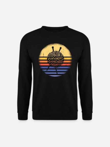 Crocheter Retro Sunset Crocheting - Unisex Sweatshirt - black