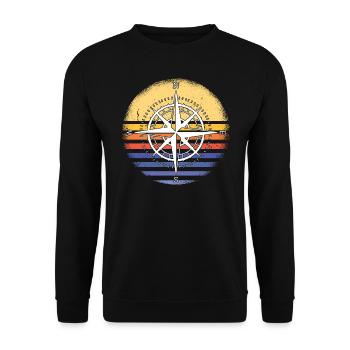 Geocacher Retro Sunset Geocaching - Unisex Sweatshirt - black - Front - Alina (178cm) & Michal (187cm)