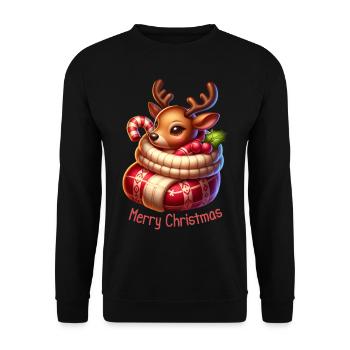 St. Nicholas Gift Sweet Reindeer - Unisex Sweatshirt - black - Front - Alina (178cm) & Michal (187cm)
