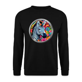 Zebra Animal - 2 - Unisex Sweatshirt - black - Front - Alina (178cm) & Michal (187cm)