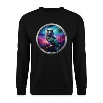 Owl Animal - 4 - Unisex Sweatshirt - black - Front - Alina (178cm) & Michal (187cm)