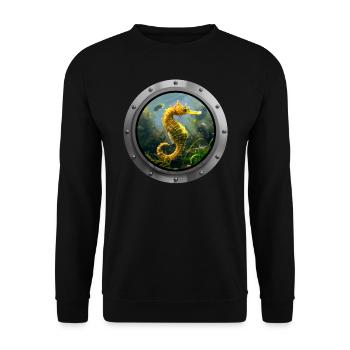 Seahorse Animal - 5 - Unisex Sweatshirt - black - Front - Alina (178cm) & Michal (187cm)