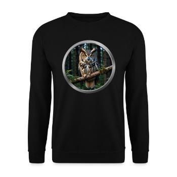 Owl Animal - 5 - Unisex Sweatshirt - black - Front - Alina (178cm) & Michal (187cm)