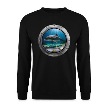 Dolphin Animal - 1 - Unisex Sweatshirt - black - Front - Alina (178cm) & Michal (187cm)