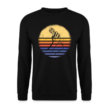 Comedian Retro Sunset Stand Up Comedy - Unisex Pullover - Schwarz - Vorne - Alina (178cm) & Michal (187cm)