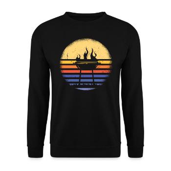 Griller Retro Sunset Grilling - Unisex Sweatshirt - black - Front - Alina (178cm) & Michal (187cm)