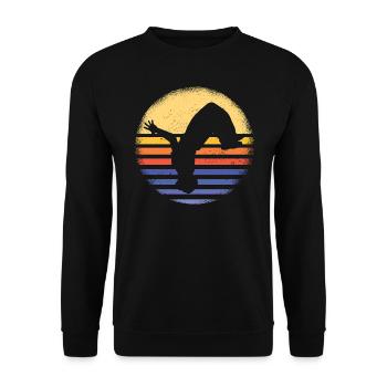 Traceur Retro Sunset Parkour - Unisex Pullover - Schwarz - Vorne - Alina (178cm) & Michal (187cm)