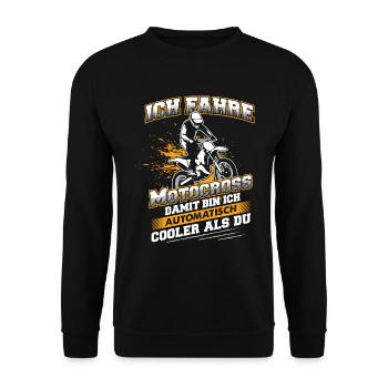 Motocross Cross Motorrad Biker Enduro Offroad - Unisex Pullover - Schwarz - Vorne - Alina (178cm) & Michal (187cm)