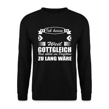 Lustige Sprüche Shirt • Geburtstagsgeschenk - Unisex Pullover - Schwarz - Vorne - Alina (178cm) & Michal (187cm)