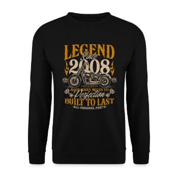 Legende seit 2008 Motorrad Geburtstag Geschenk - Unisex Pullover - Schwarz - Vorne - Alina (178cm) & Michal (187cm)