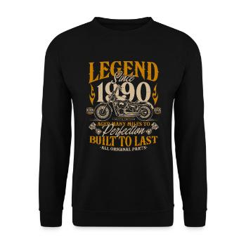 Legende seit 1990 Motorrad Geburtstag Geschenk - Unisex Pullover - Schwarz - Vorne - Alina (178cm) & Michal (187cm)