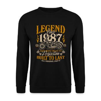Legende seit 1987 Motorrad Geburtstag Geschenk - Unisex Pullover - Schwarz - Vorne - Alina (178cm) & Michal (187cm)
