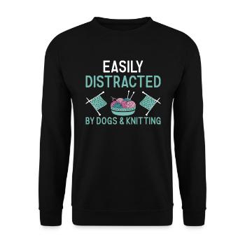 Tricoteuse facilement distraite par les chiens et le tricot - Sweat-shirt Unisexe - noir - Devant - Alina (178cm) & Michal (187cm)
