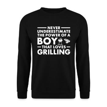 Griller Never Underestimate The Power Of A Boy - Unisex Sweatshirt - black - Front - Alina (178cm) & Michal (187cm)