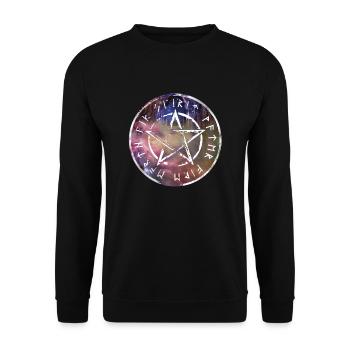 T-Shirt Pentagramm Magie - Unisex Pullover - Schwarz - Vorne - Alina (178cm) & Michal (187cm)