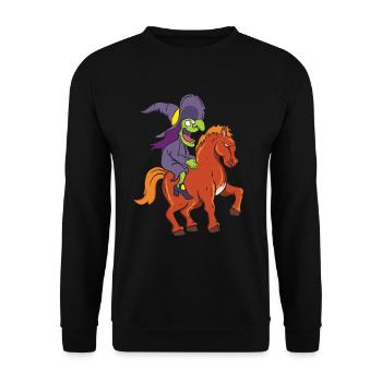 Sorcière Halloween avec cheval - Sweat-shirt Unisexe - noir - Devant - Alina (178cm) & Michal (187cm)