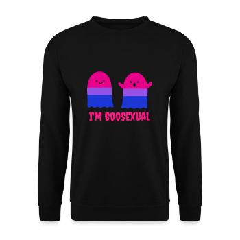 I Am Boosexual Bi Ghost Gift - Unisex Sweatshirt - black - Front - Alina (178cm) & Michal (187cm)
