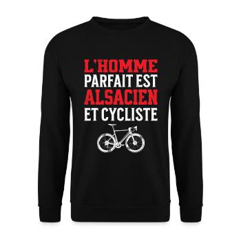 L'Homme Parfait Est Alsacien Cycliste - Sweat-shirt Unisexe - noir - Devant - Alina (178cm) & Michal (187cm)