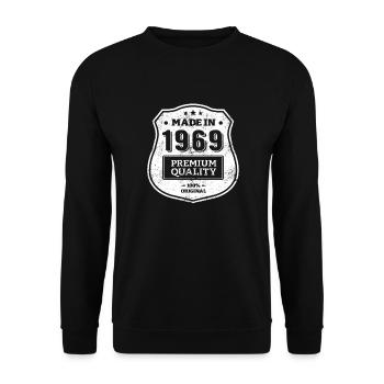 HERGESTELLT 1969 - Unisex Pullover - Schwarz - Vorne - Alina (178cm) & Michal (187cm)