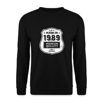 HERGESTELLT 1989 - Unisex Pullover - Schwarz - Vorne - Alina (178cm) & Michal (187cm)