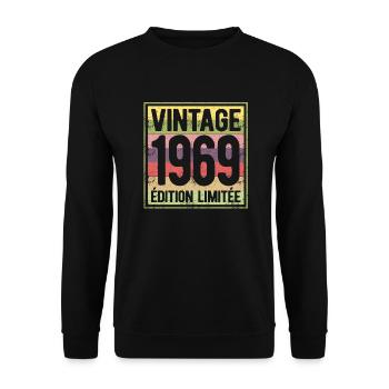 VINTAGE 1969 EDITION LIMITEE - Sweat-shirt Unisexe - noir - Devant - Alina (178cm) & Michal (187cm)