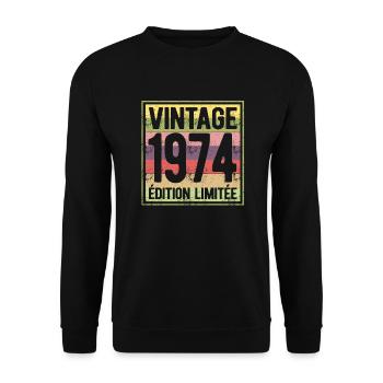 VINTAGE 1974 EDITION LIMITEE - Sweat-shirt Unisexe - noir - Devant - Alina (178cm) & Michal (187cm)