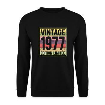VINTAGE 1977 EDITION LIMITEE - Sweat-shirt Unisexe - noir - Devant - Alina (178cm) & Michal (187cm)