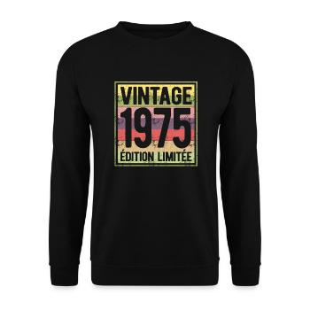 VINTAGE 1975 EDITION LIMITEE - Sweat-shirt Unisexe - noir - Devant - Alina (178cm) & Michal (187cm)