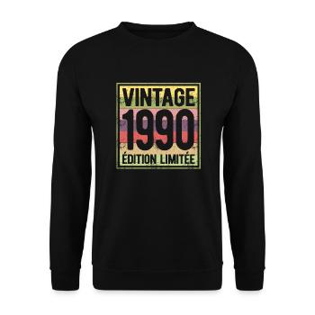VINTAGE 1990 EDITION LIMITEE - Sweat-shirt Unisexe - noir - Devant - Alina (178cm) & Michal (187cm)