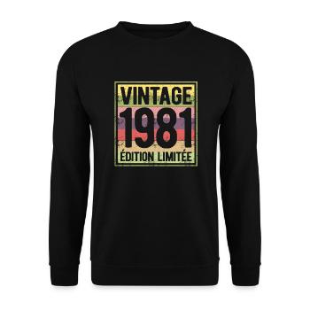 VINTAGE 1981 EDITION LIMITEE - Sweat-shirt Unisexe - noir - Devant - Alina (178cm) & Michal (187cm)