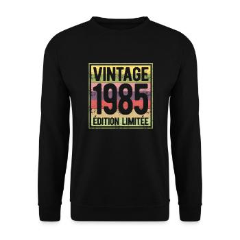 VINTAGE 1985 EDITION LIMITEE - Sweat-shirt Unisexe - noir - Devant - Alina (178cm) & Michal (187cm)