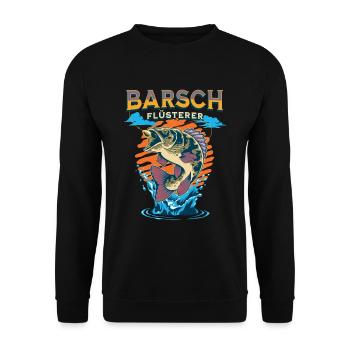 Barsch Flüsterer Raubfisch Angler Fischer Angeln - Unisex Pullover - Schwarz - Vorne - Alina (178cm) & Michal (187cm)