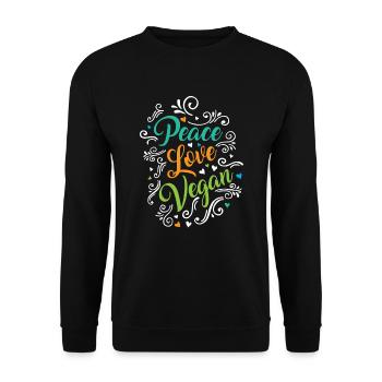 Peace Love Vegan - Unisex Pullover - Schwarz - Vorne - Alina (178cm) & Michal (187cm)