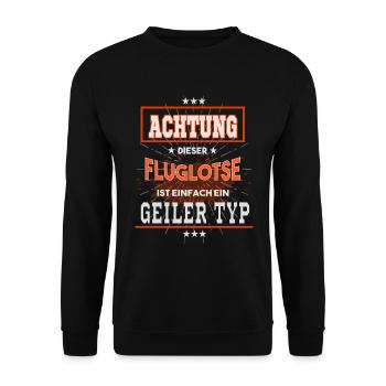 Fluglotse, einfach nur ein geiler Typ - Unisex Pullover - Schwarz - Vorne - Alina (178cm) & Michal (187cm)
