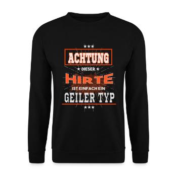 Hirte, einfach nur ein geiler Typ - Unisex Pullover - Schwarz - Vorne - Alina (178cm) & Michal (187cm)